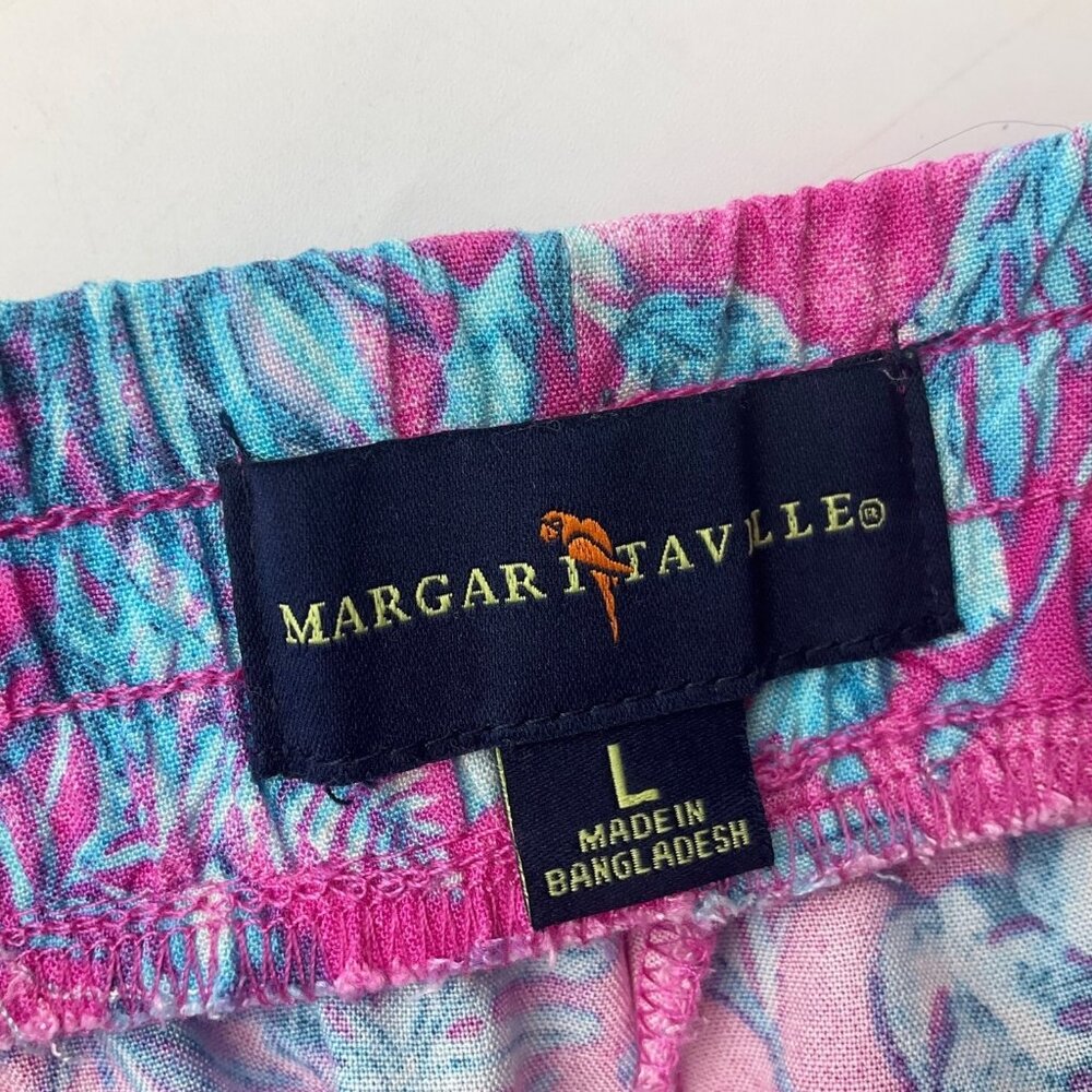 Margaritaville Large Pink Tropical Parrot Print Wide Leg Pull On Pants Palazzo - Picture 3 of 15